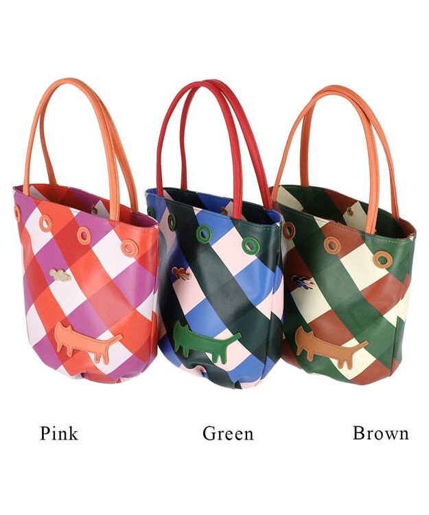tsumori chisato CARRY くもネコチェック ハンドバッグ ミニバッグ ピンク