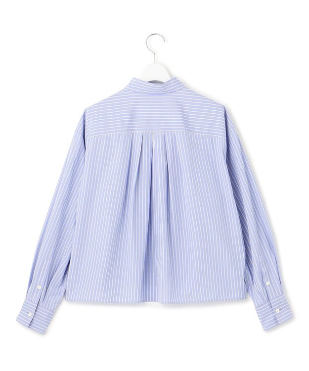 23区 【洗える】CANCLINI クロップド テントライン シャツ ブルー×イエローストライプ