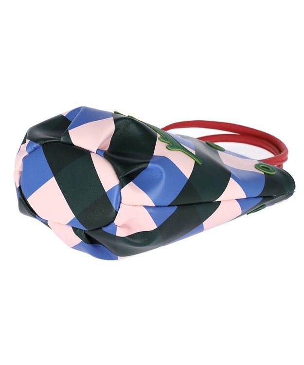 tsumori chisato CARRY くもネコチェック ハンドバッグ ミニバッグ グリーン