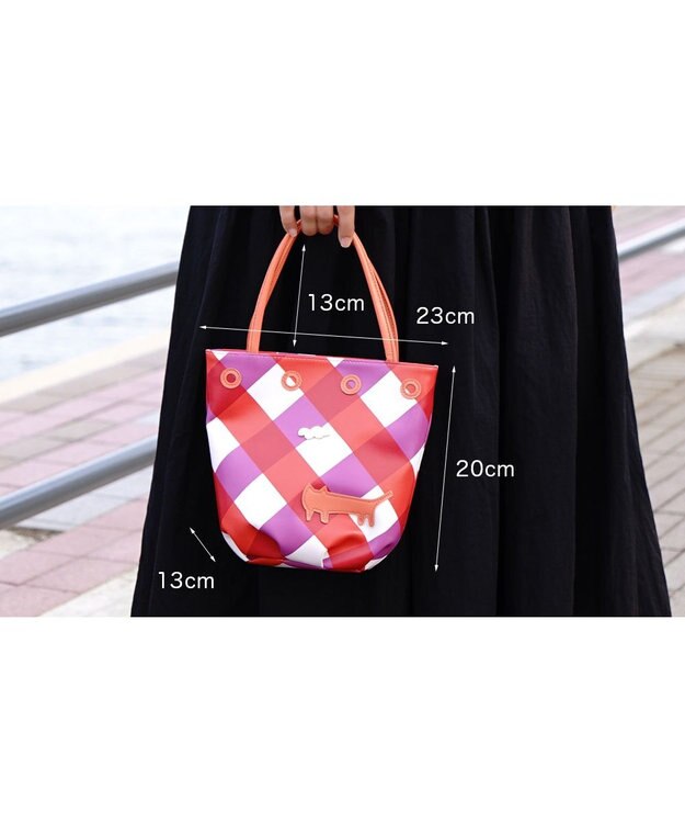 tsumori chisato CARRY くもネコチェック ハンドバッグ ミニバッグ ピンク