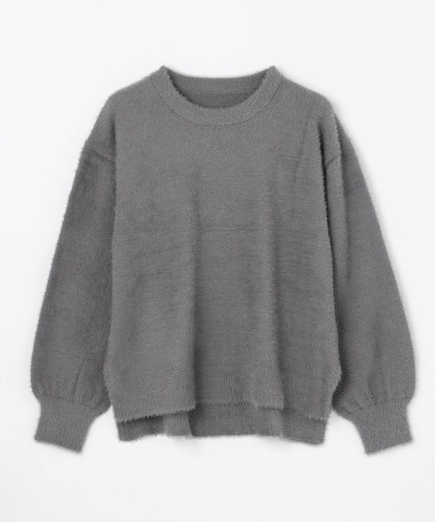 ANY L ショートシャギープルオーバーニット チャコール