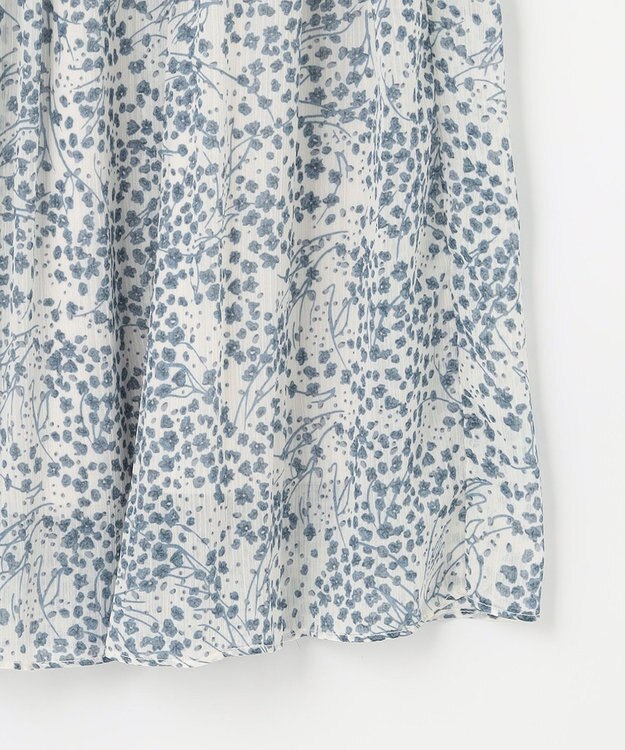 ANY SIS 【2SET】タックスリーブ トップス × フラワープリント スカート ネイビー系