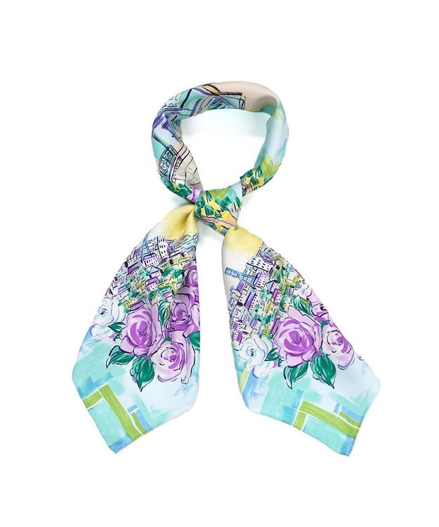 Marca ＜春の新色！＞【伝統横濱スカーフ】リゾートランド 大判 シルクツイル スカーフ グリーン