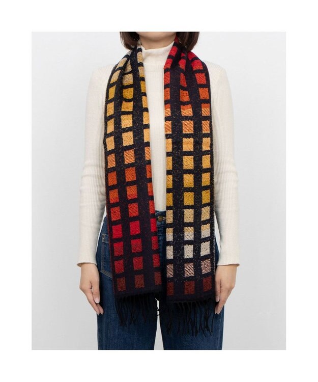 UNBILLION カシュネ cache nez / ブロックグラデーションマフラー オレンジ