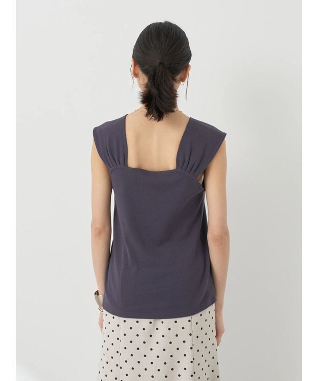 earth music&ecology リブフレンチタンクトップ Charcoal Gray