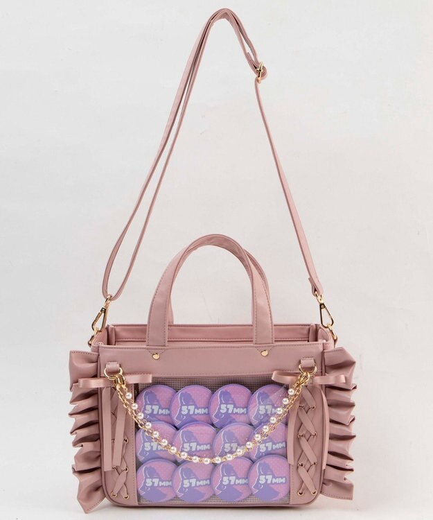 WEGO 【痛バ＆推し活グッズ】きらめきレースアップフリル痛ショルダー ベージュ