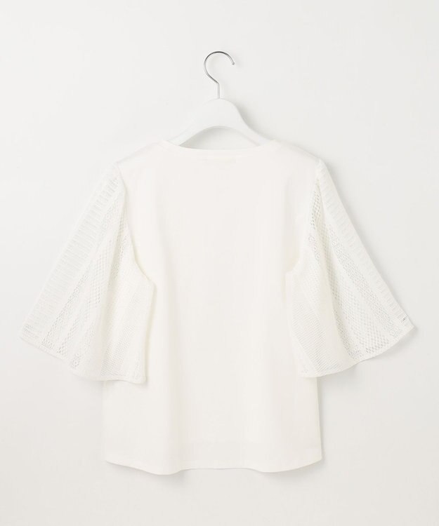 自由区 【洗える】レースエッジフレアスリーブ トップス オフ