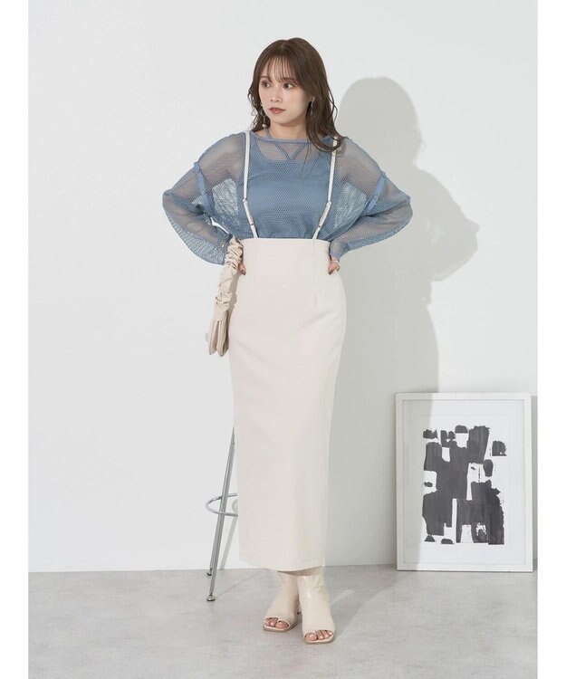 earth music&ecology マルチＷＡＹサス付タイトスカート Ivory