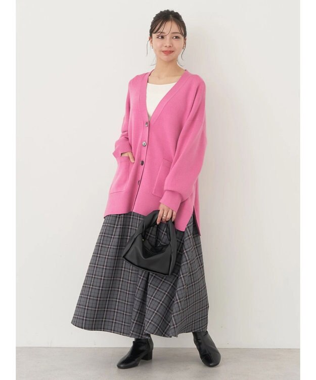 earth music&ecology やわらかタッチＶネックカーディガン Pink