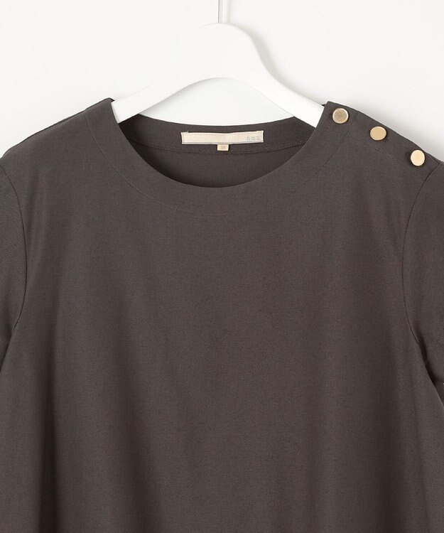 自由区 L 【洗える】ツイストプレインジャージーサイドプリーツ カットソー グレー系