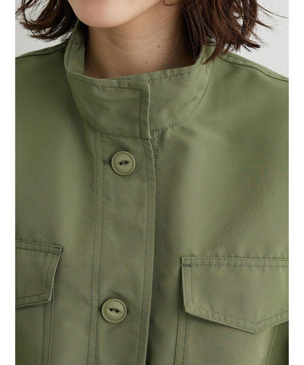 Green Parks ・ＥＬＥＮＣＡＲＥ　ＤＵＥスタンドカラーミリタリーベスト Khaki