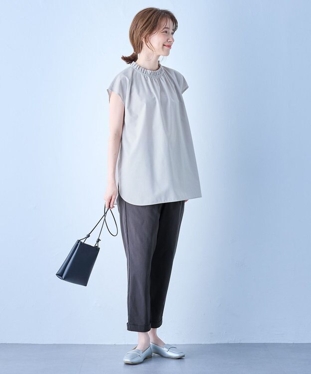 ANY 【抗菌防臭/速乾/手洗い可】エニィファンクション ノースリーブブラウス グレーストライプ