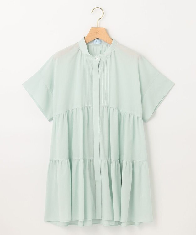 組曲 【洗える】ナチュラルローンギャザーフレア ブラウス スモーキーグリーン系