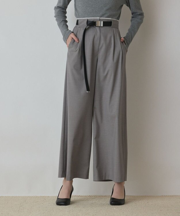 GRACE CONTINENTAL タックワイドパンツ グレー