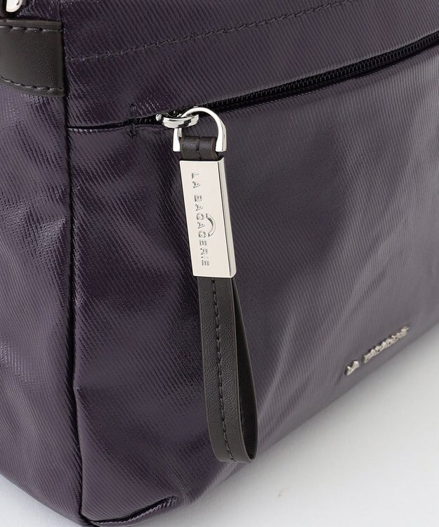 LA BAGAGERIE コーティングキャンバス ミニショルダーバッグ パープル