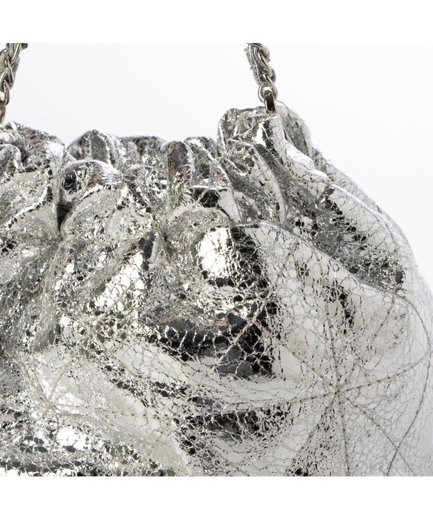 UNBILLION カシュカシュ cachecache / 口元ギャザーメタリックキルトミニショルダー シルバー