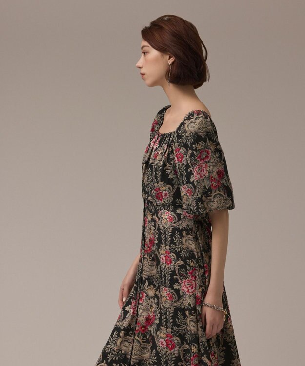 GRACE CONTINENTAL ヴィンテージフラワープリントワンピース ブラック