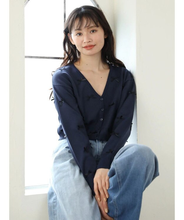 Green Parks ・ＡＮＤ　ＳＥＡＲＣＨ　メニーリボンカーディガン Navy