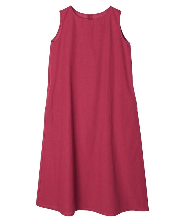 Green Parks 綿麻混ノースリーブワンピース Deep Red