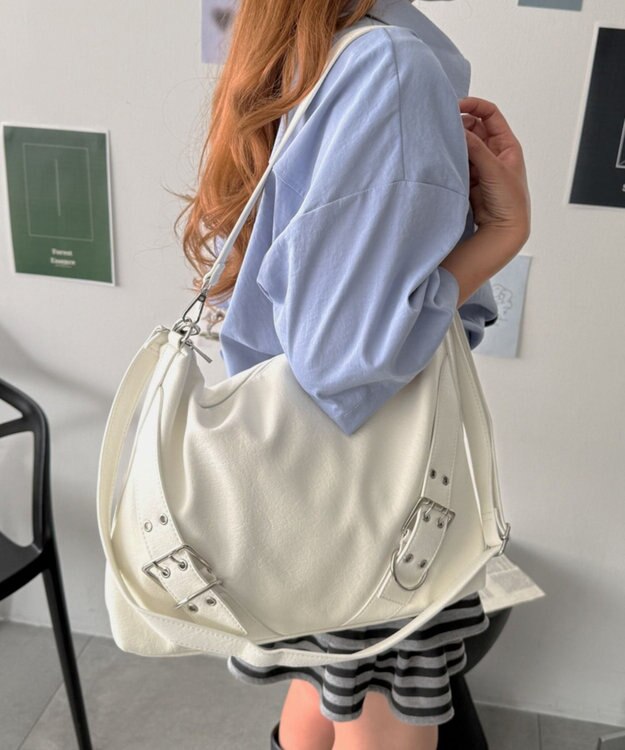 WEGO ベルトデザイン2wayショルダー ホワイト