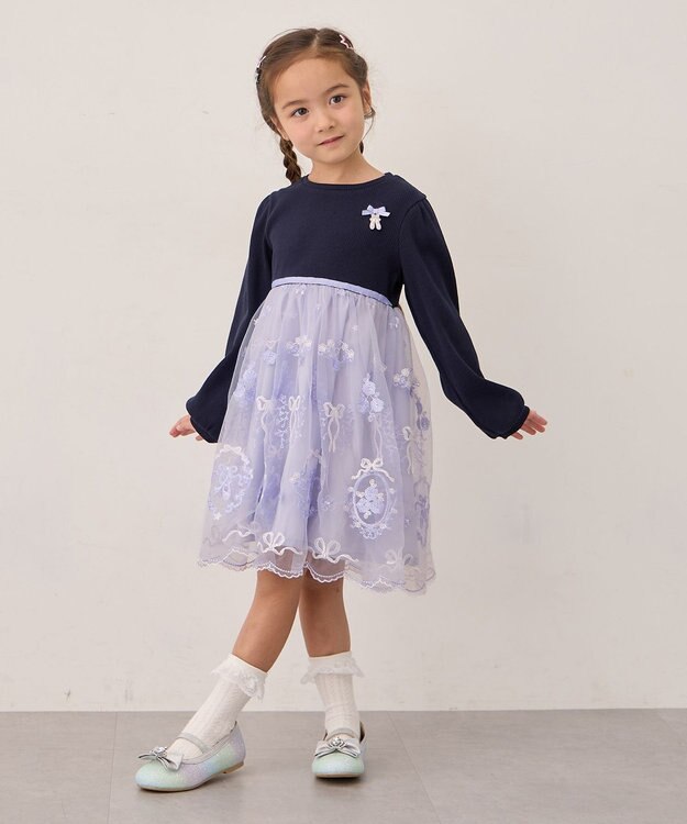 ANY KIDS キラキラリボンパンプス ミント×レインボー