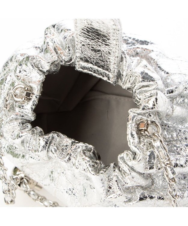 UNBILLION カシュカシュ cachecache / 口元ギャザーメタリックキルトミニショルダー シルバー