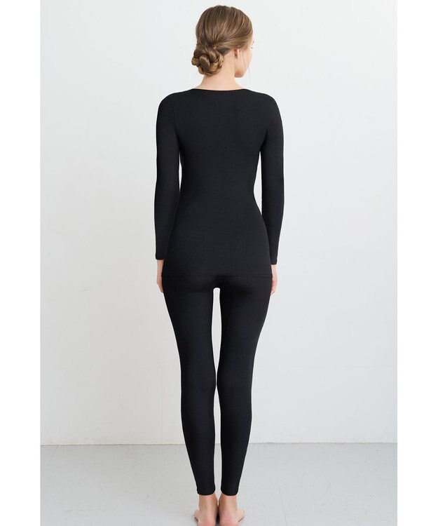 WACOAL あったかインナー 【ふんわりあったか】 8分袖 長袖 ネック浅め 天綿オーガニックを使用 あたたかい ムレにくい しなやかでやわらかい レディース CLD311 /ワコール ブラック