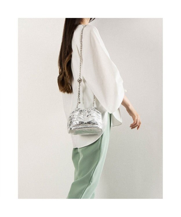 UNBILLION カシュカシュ cachecache / 口元ギャザーメタリックキルトミニショルダー シルバー