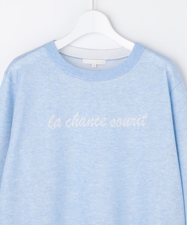 自由区 L グラフィックジャカード ニット サックス×オフ