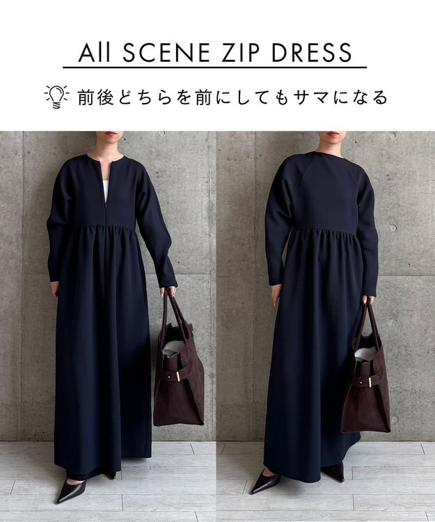 #Newans 【洗濯機可】オールシーンジップドレス ネイビー