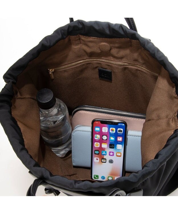 UNBILLION kakatoo ナイロンドローストリング3wayトートバッグ ブラックアイボリー