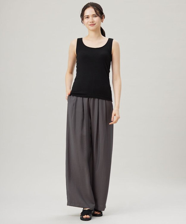 自由区 【ワコールコラボ】【洗える】カップイン タンクトップ ブラック