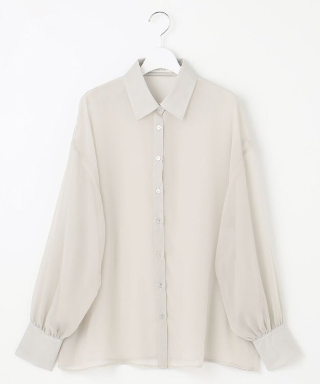 Feroux 【洗える】ベーシックシアー シャツ ライトグレー系
