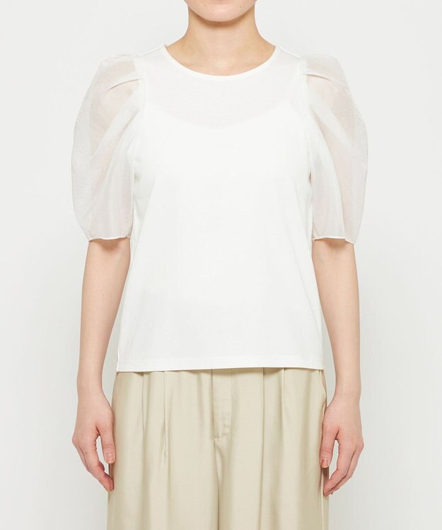 uncrave ダブルフェイスジャージー オーガンジーコンビトップス オフ