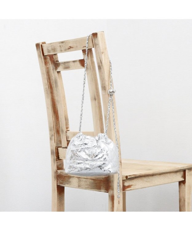 UNBILLION カシュカシュ cachecache / 口元ギャザーメタリックキルトミニショルダー シルバー