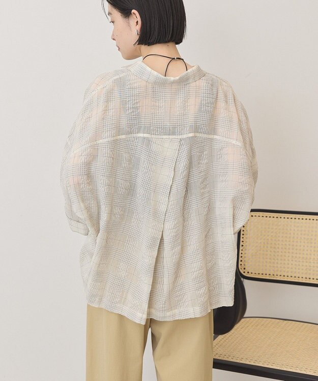 AMERICAN HOLIC シアーチェックショート丈シャツ Ivory