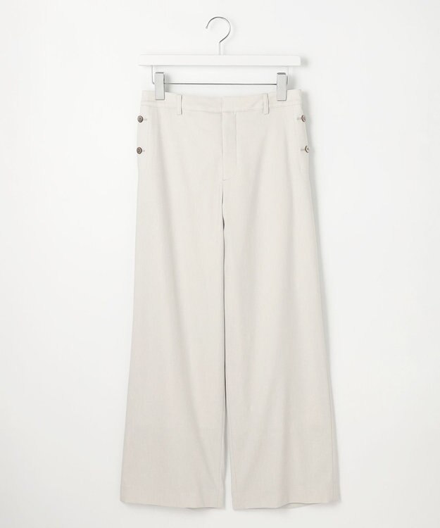 J.PRESS LADIES S 【セットアップ対応・洗える】セルロースリネンストレッチ ワイド パンツ ライトグレー系