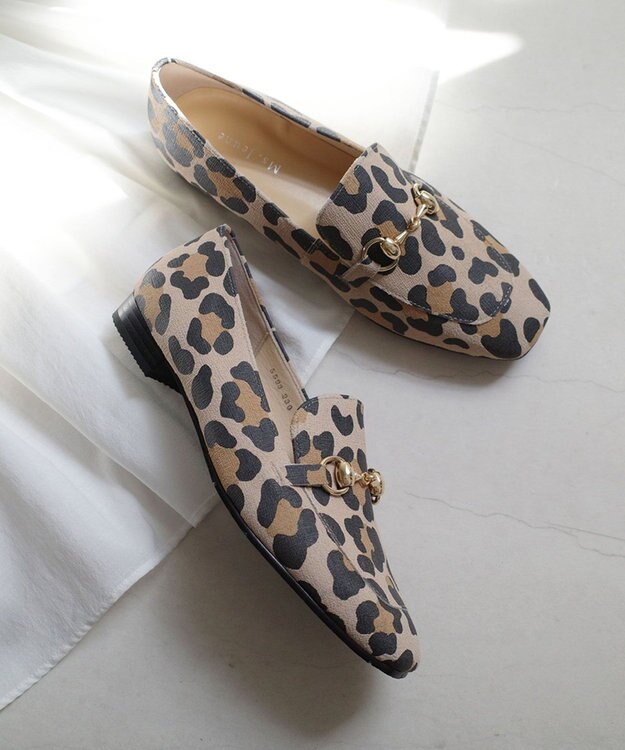 Pointer 日本製 国産牛革ビット付きローファー ベージュヒョウ