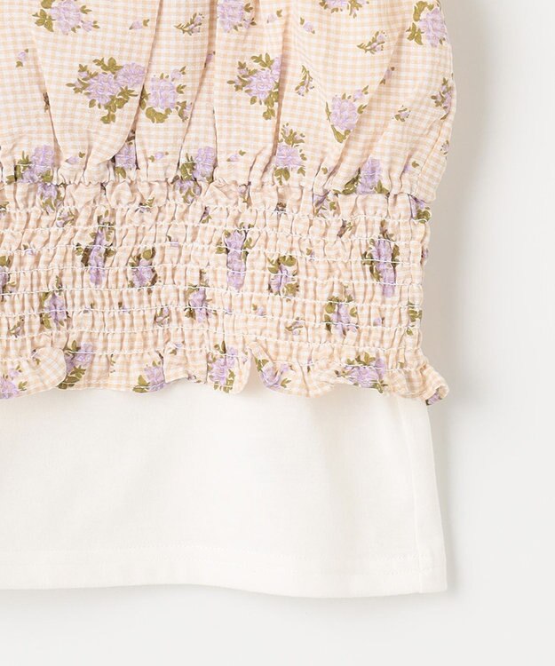 ANY KIDS キャミソール ドッキング Ｔシャツ ホワイト×ギンガムチェック