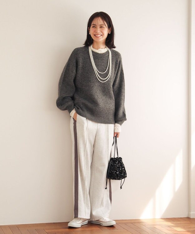 Green Parks ｆｕｗａっと袖パフニットプルオーバー Gray Mixture