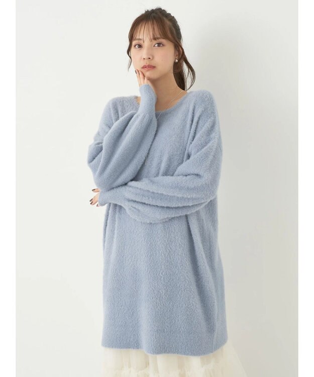 earth music&ecology ミニシャギーチュニック Blue