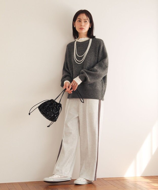 Green Parks ｆｕｗａっと袖パフニットプルオーバー Gray Mixture