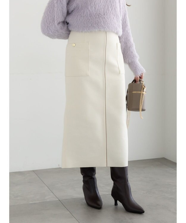 Te chichi メルトンジャージーナロースカート オフホワイト