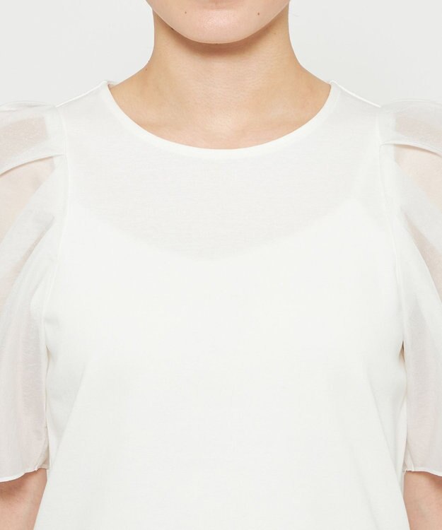 uncrave ダブルフェイスジャージー オーガンジーコンビトップス オフ