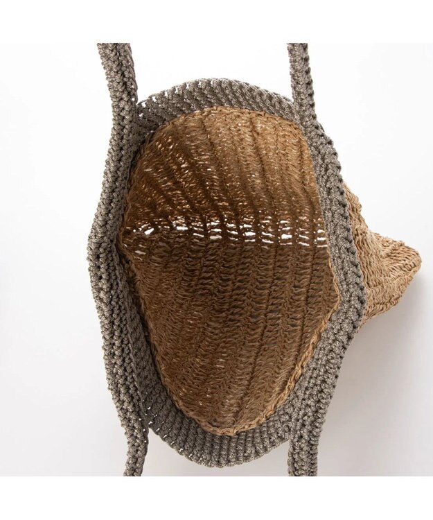 UNBILLION cachecache ペーパー切り替え横編みトートバッグ グレー