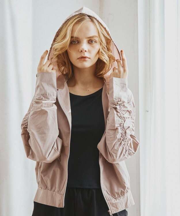 San-ai Resort（三愛水着楽園） WEB限定商品ショートラッシュパーカー付きリブタンキニ水着+レギンス付き5点セット【Beach Queen（ビーチクイーン）】 ピンクベージュ