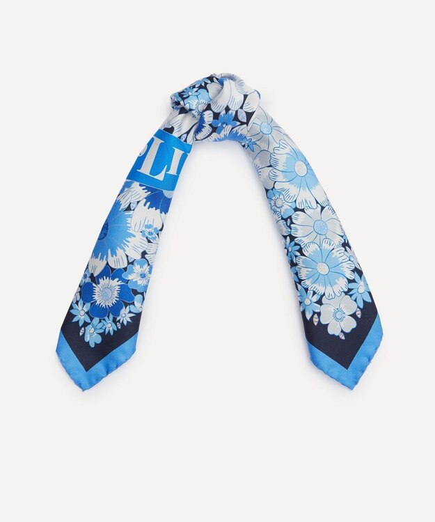 LIBERTY. ラブ リバティ シルクスカーフ 45 ブルー