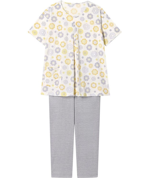 Wing パジャマ 綿100%(本体) 天竺素材 5分袖 半袖 長ズボン レディース EP8045 ウイング／ワコール クリーム