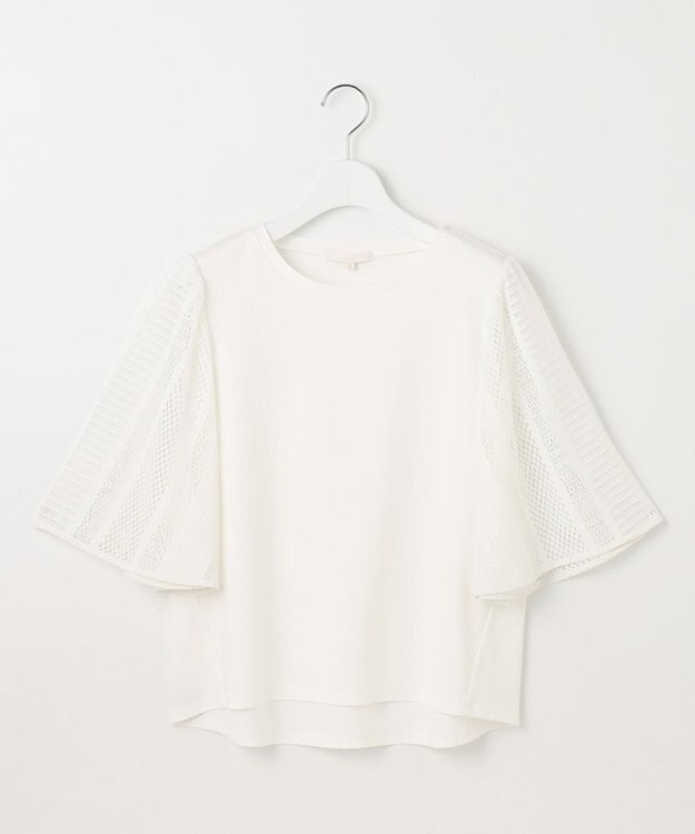 自由区 【洗える】レースエッジフレアスリーブ トップス オフ