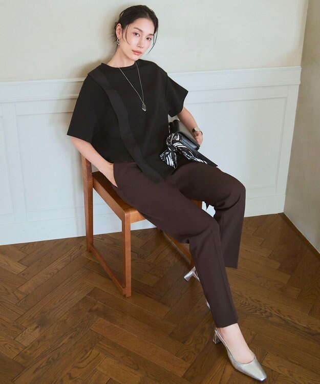 ICB L 【新色追加・WEB限定カラーあり】FluidBackSatin ドロストパンツ ダークブラウン
